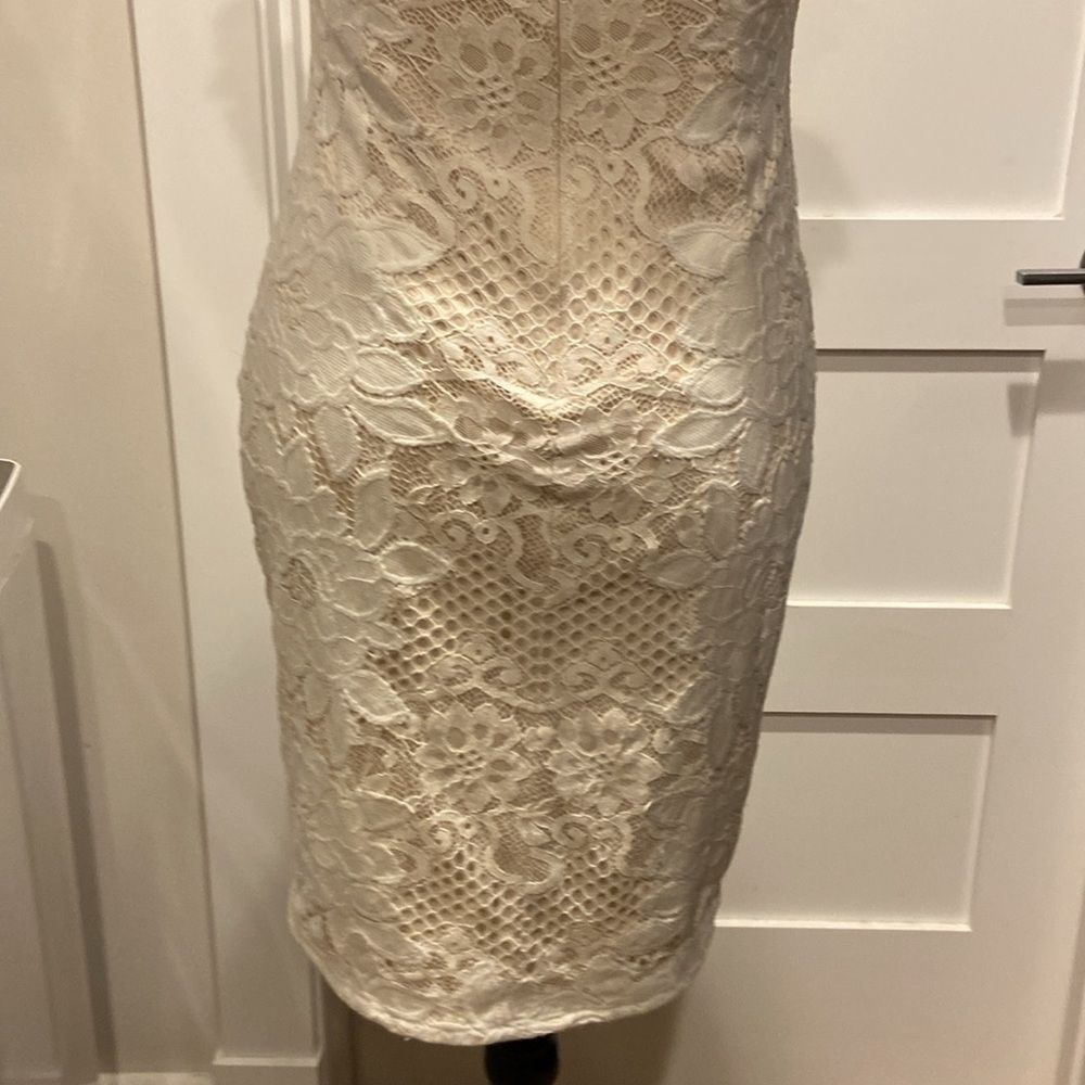 Tadashi Shoji White Lace MIDI Dress BodyCon Size 0 - Picture 3 of 8